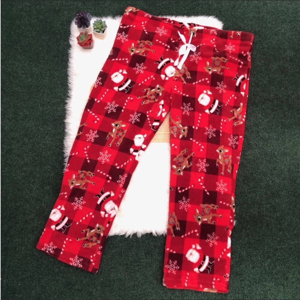 Rudolph Plaid Fleece PJ Pants